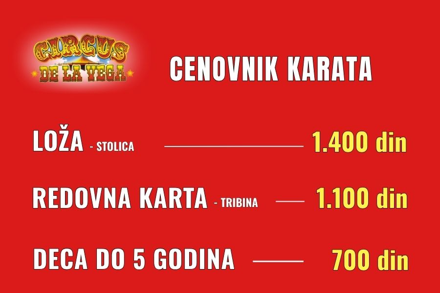 Cenovnik karata u Cirkusu Delavega za sezonu 2026.