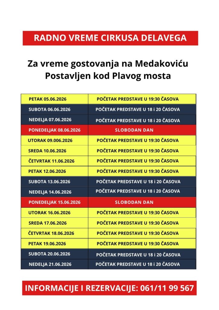Radno vreme cirkusa na Medakoviću